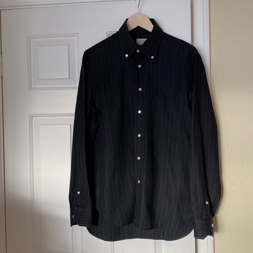 Dikarpa dress shirt size 16. 100% cotton, black with a tiny white stripe in it.